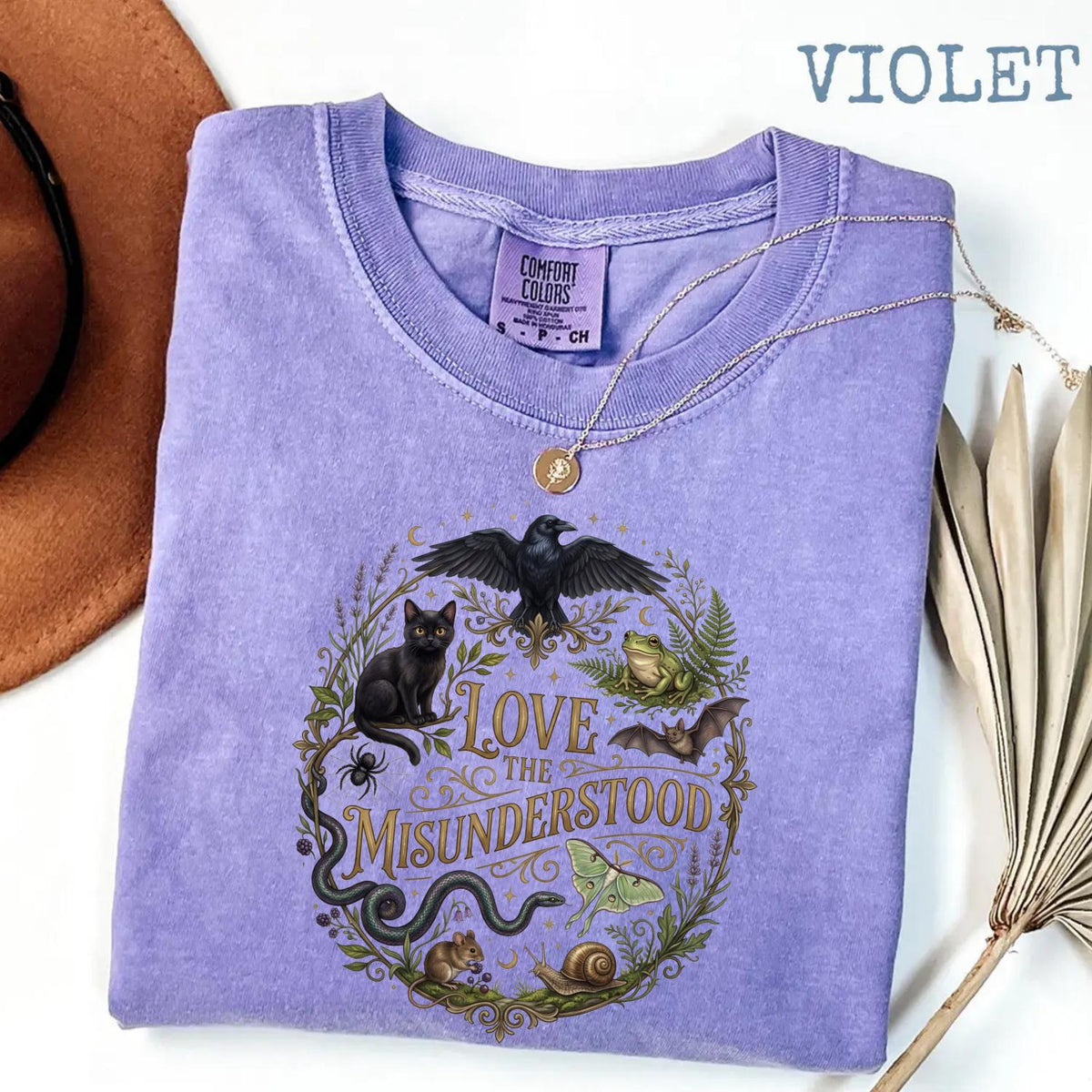 Love Misunderstood Comfort Colors Bat Raven Cat Snake Frog Moth Tee