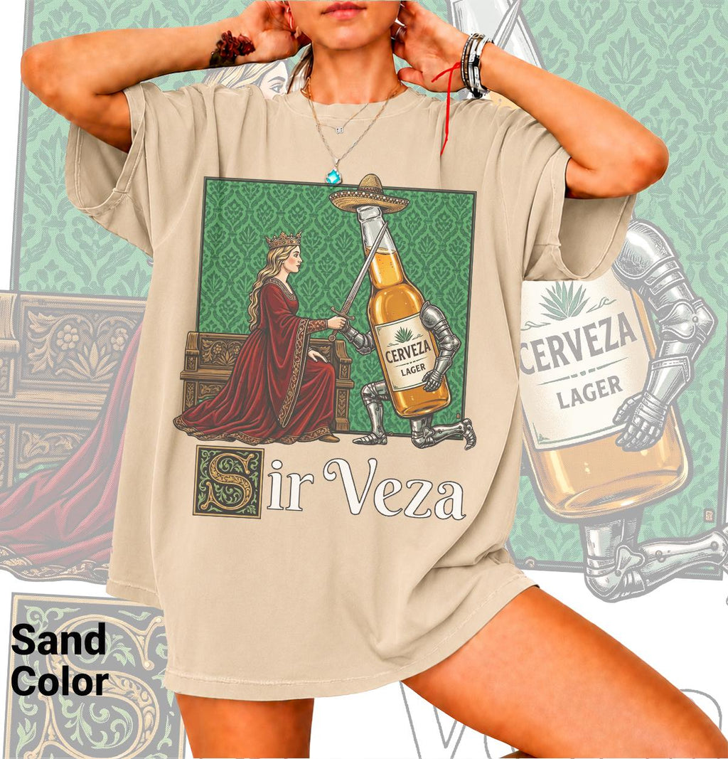 Sir Veza Medieval Beer Vintage Knight Ale Fantasy Drinking Renaissance Humor Tee Bk