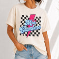 Teacher Custom Teacher Name Personalized Educator Retro Checkerboard Lightning Bolt Tee