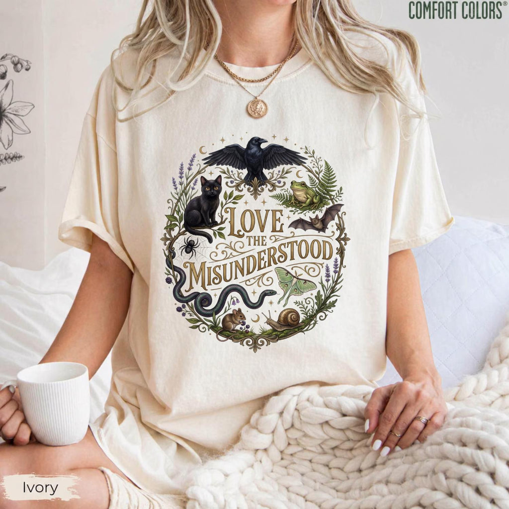 Love Misunderstood Comfort Colors Bat Raven Cat Snake Frog Moth Tee