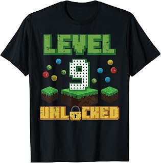 Level Unlocked Pixel Gamer 9th Birthday Gaming Unisex