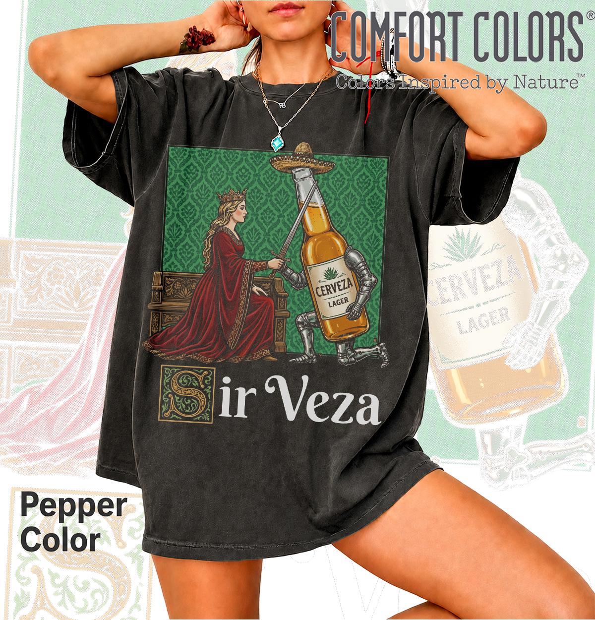 Sir Veza Medieval Beer Vintage Knight Ale Fantasy Drinking Renaissance Humor Tee Bk