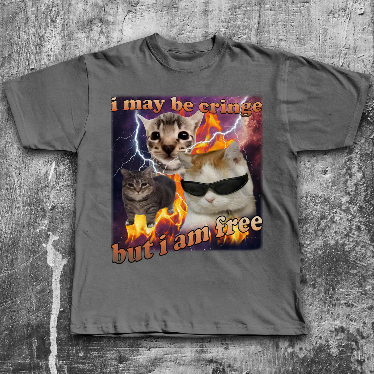 May Cringe Am Free Cat Meme Tee Woman Man Silly Cats Stupid Joke Ironic