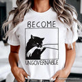 Become Ungovernable Black Cat Bites Hand Meme Tee Unisex