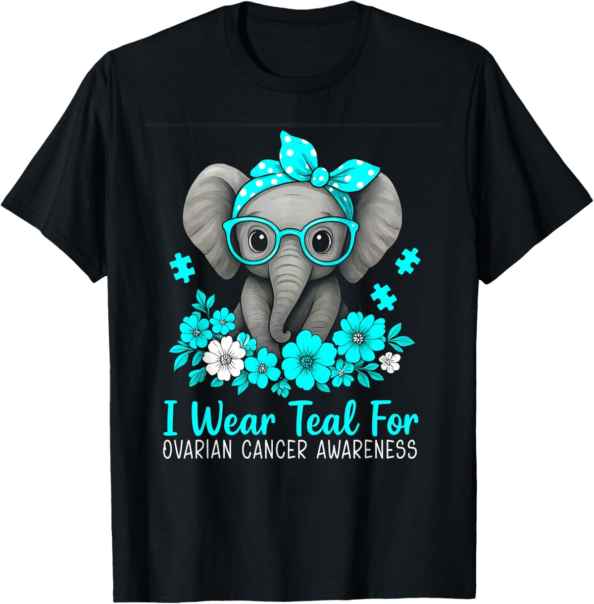 Teal Elephant Teal Ovarian Cancer Awareness Unisex