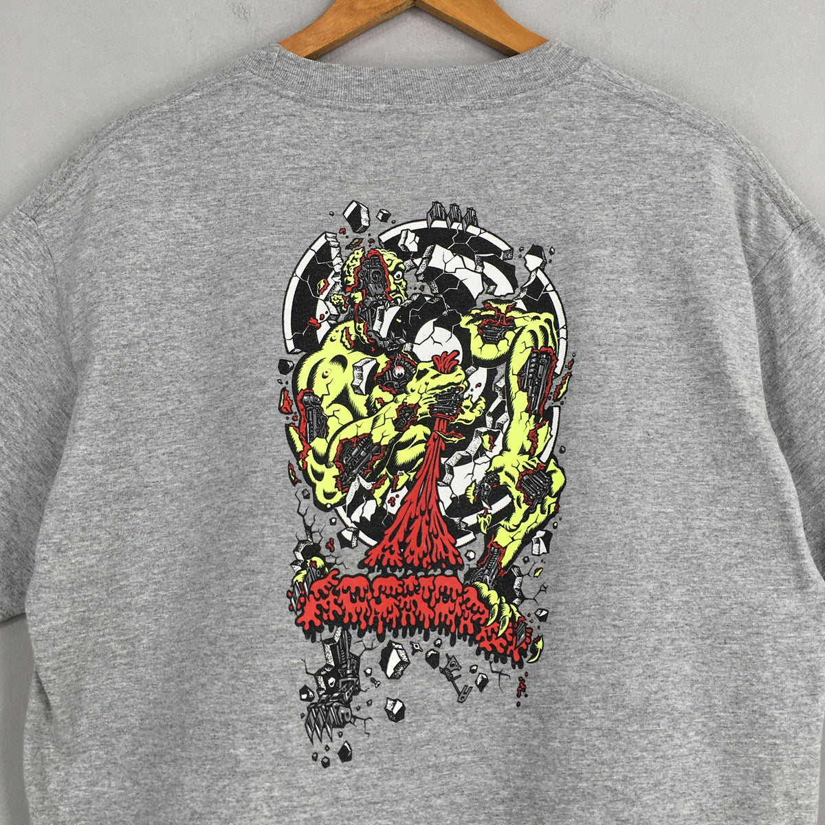 Vintage 90'S Rob Roskopp Pushead Gray Medium Rob Roskopp Skateboard Printed Nhs Streetwear Thrasher Skater Tee Size