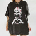 Art Clown Terrifier Scary Horror Clown Creepy Heart Hands Tee Spooky Slasher Fan Halloween Horror Movie