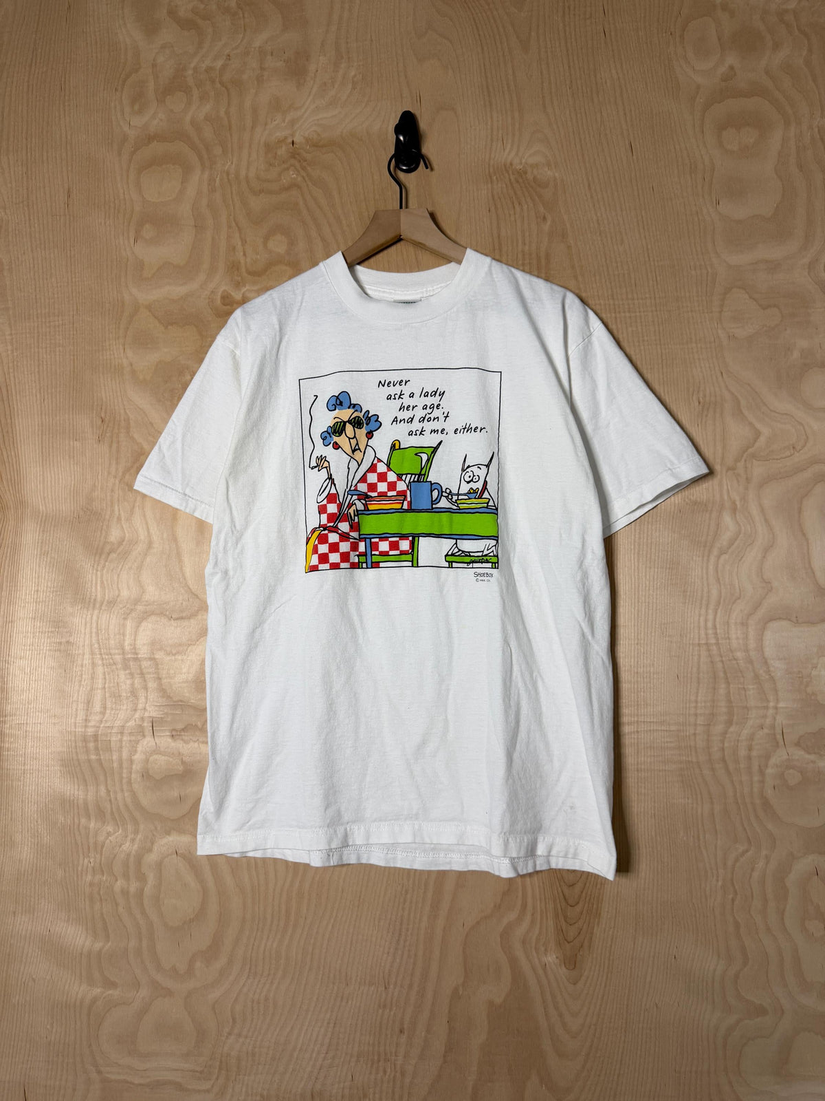 Vintage Never Ask Lady Age Don Ask Either Shoebox Art White Size Large