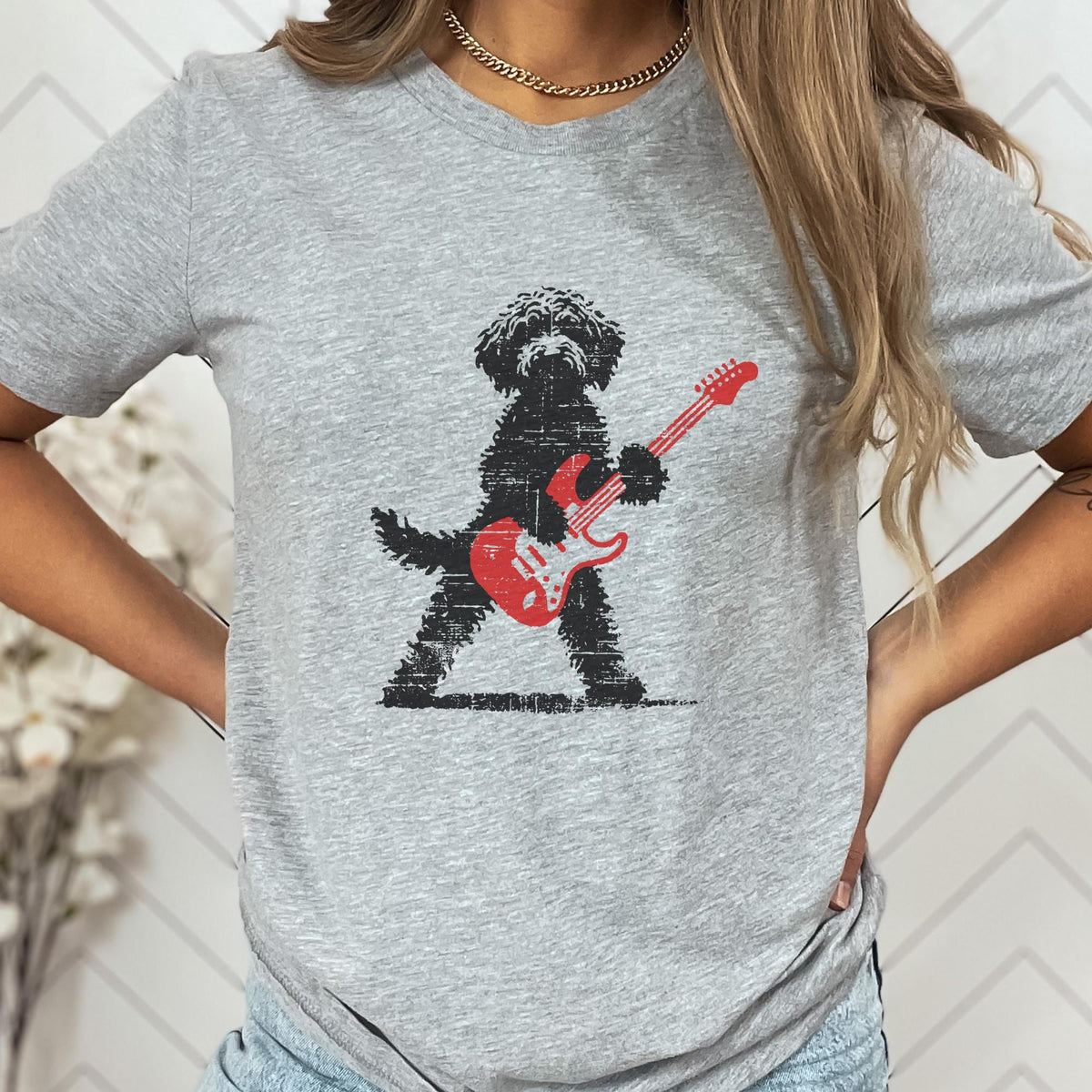 Goldendoodle Rock Guitar Music Lover Tee Doodle Mom Dad Gif Rock Dog