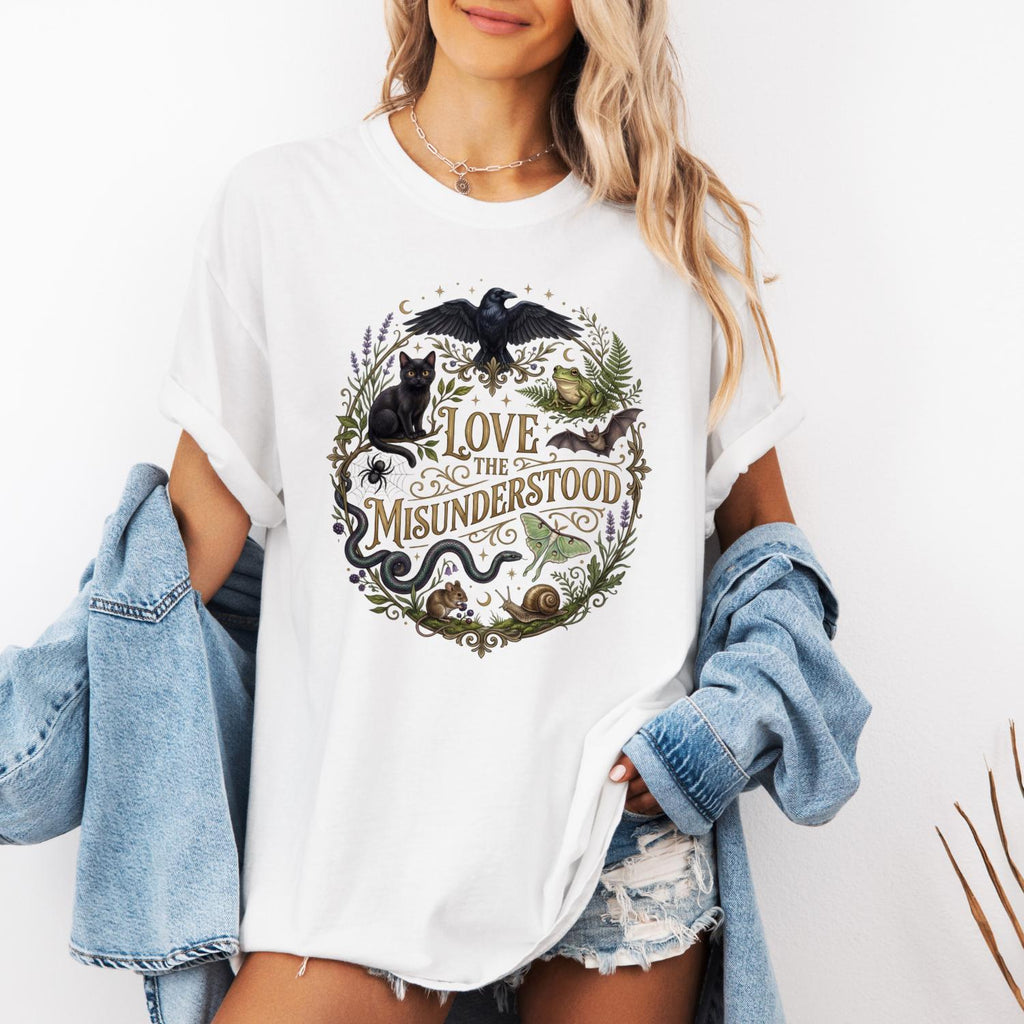 Love Misunderstood Comfort Colors Bat Raven Cat Snake Frog Moth Tee