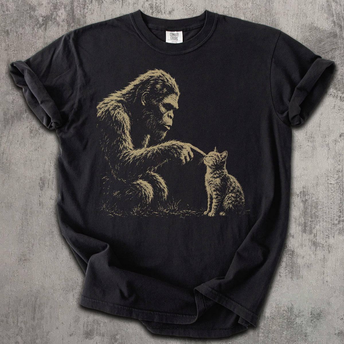 Bigfoot Booping Ca Sasquatch Cat Lover Tee Bigfoot Kitten Cryptid Lover Comfort Colors Tee