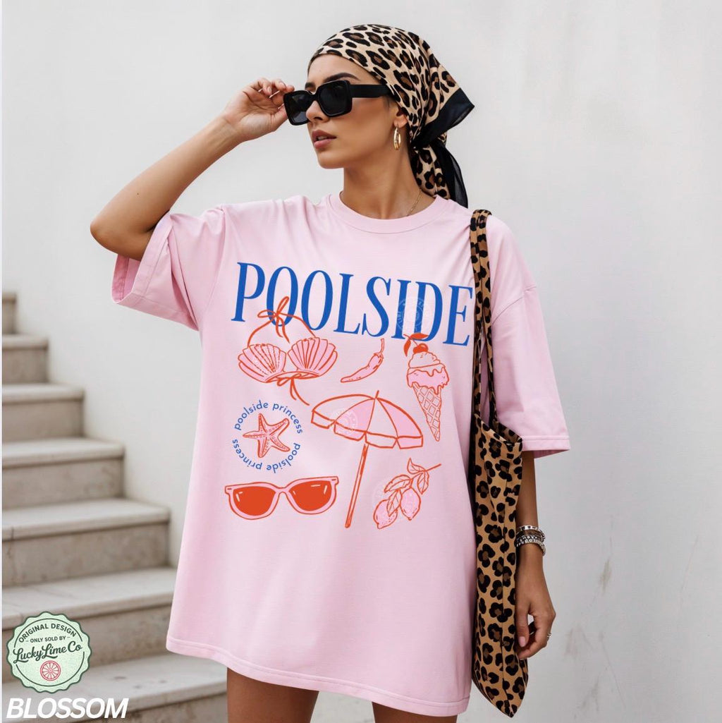 Poolside Princess Retro Summer Preppy Beach Summer Tee Vacation Travel Beachy Summer