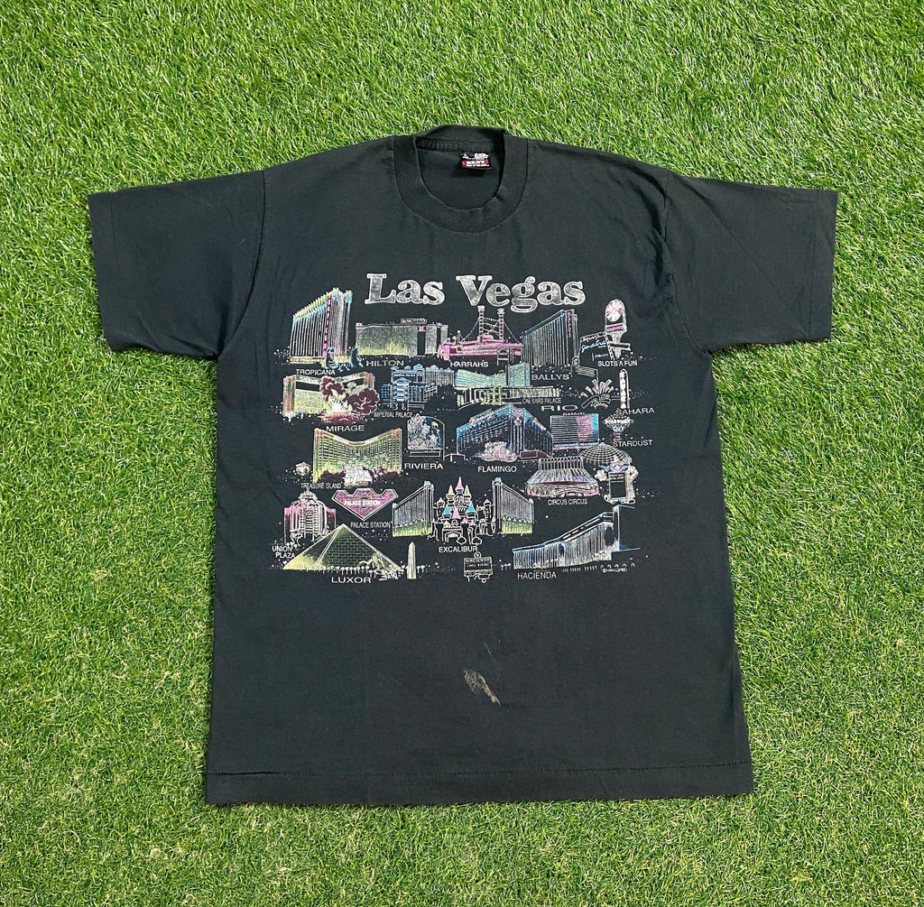 Vintage Las Vegas Tee Fruit Loom Made Usa Size Large Hotel Casino Gambling Nevada 1990s 90s