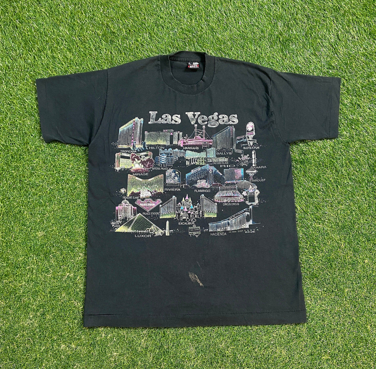 Vintage Las Vegas Tee Fruit Loom Made Usa Size Large Hotel Casino Gambling Nevada 1990s 90s