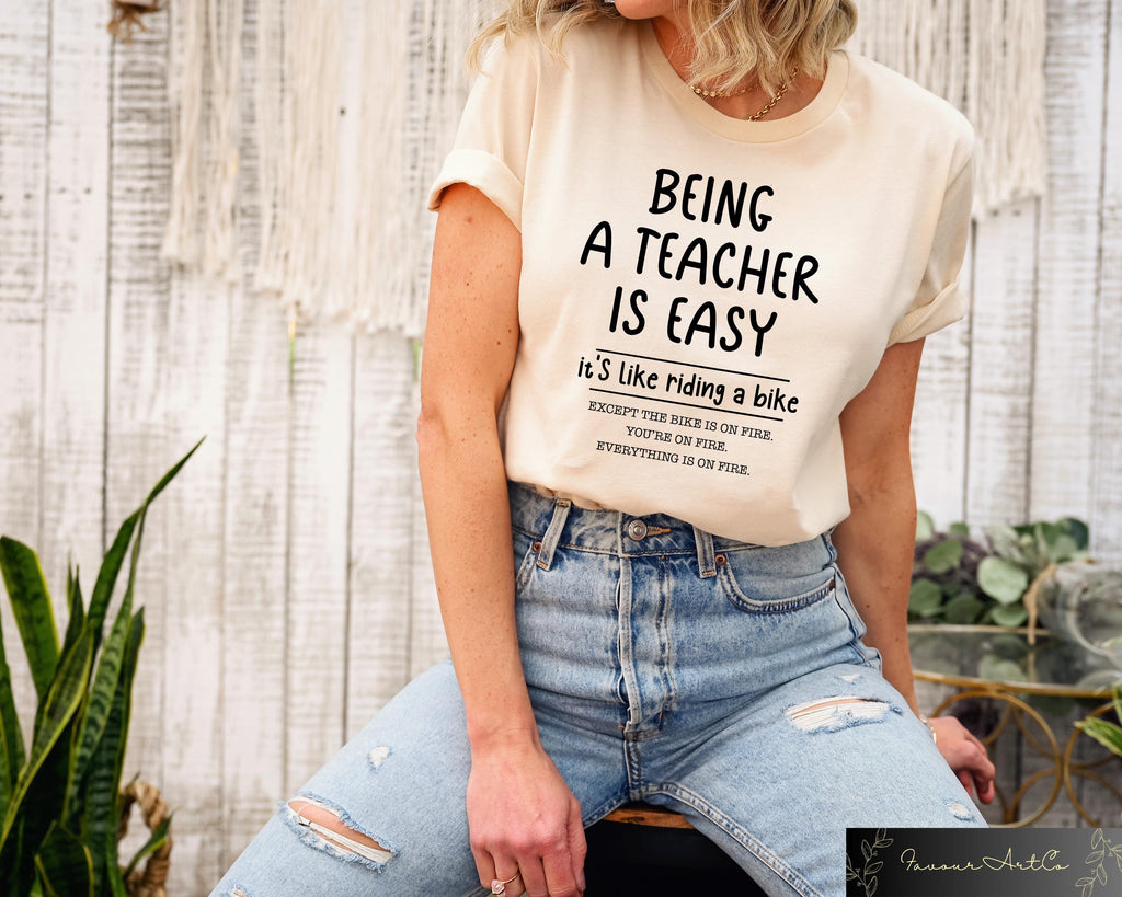 Teacher Easy It'S Like Riding Bike Teacher Meme Back School Teacher Tee Teacher