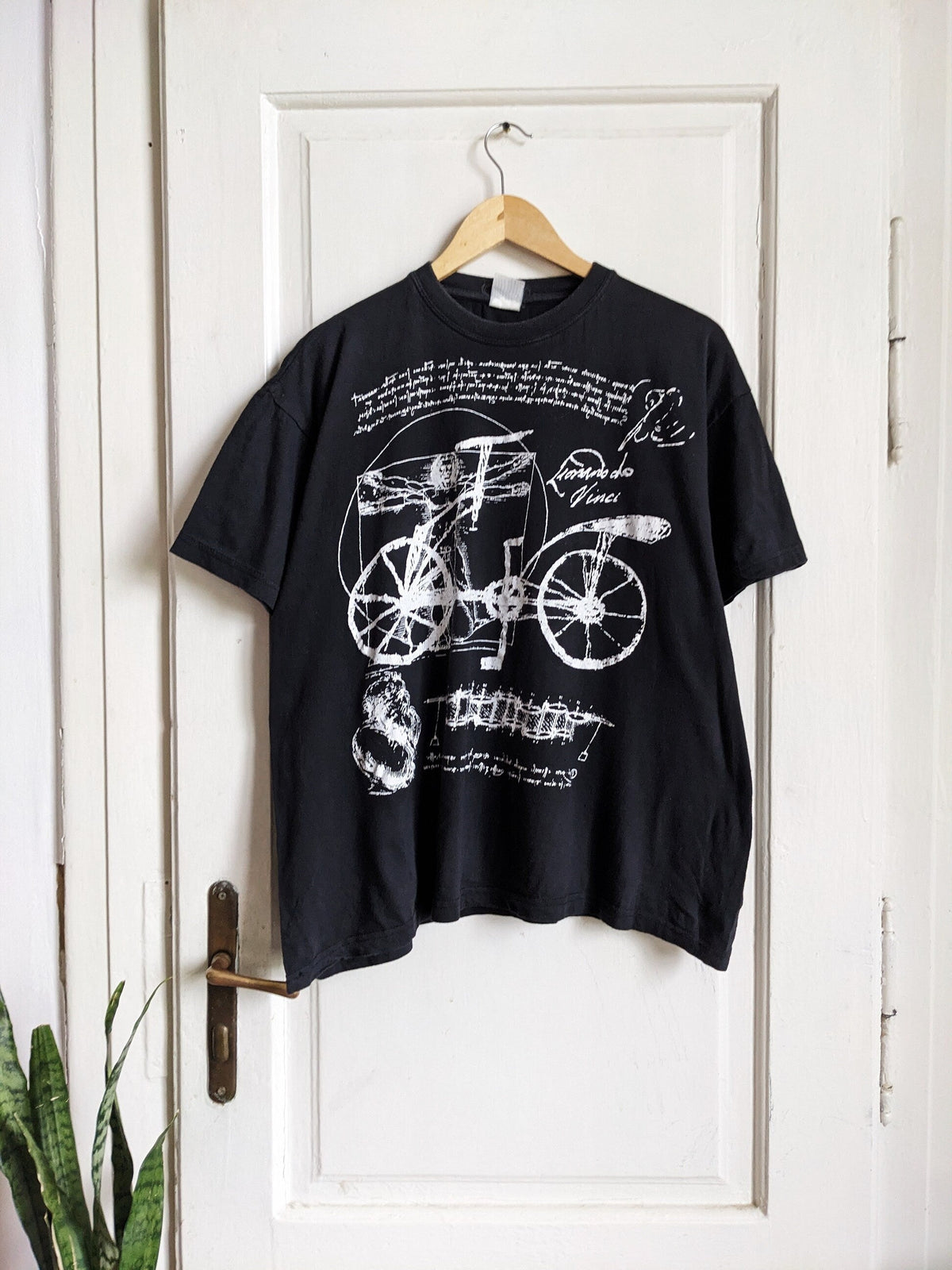 Vintage Leonardo Da Vinci Bicycle Art Sketch Tee Black Xl