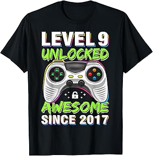 Level Unlocked Since 2017 9th Birthday Gaming Unisex