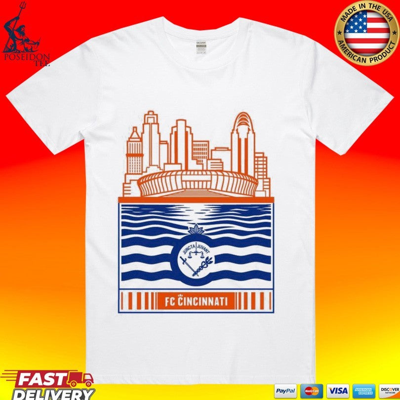 Fc Cincinnati Stadium With River And Flag Unisex