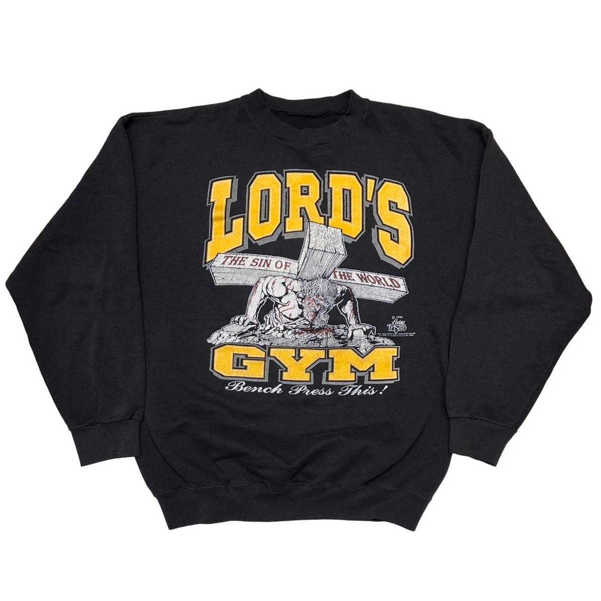 LORD'S GYM HIS PAIN YOUR GAIN CREWNECK SWEAT BLACK FITS LARGE 2891