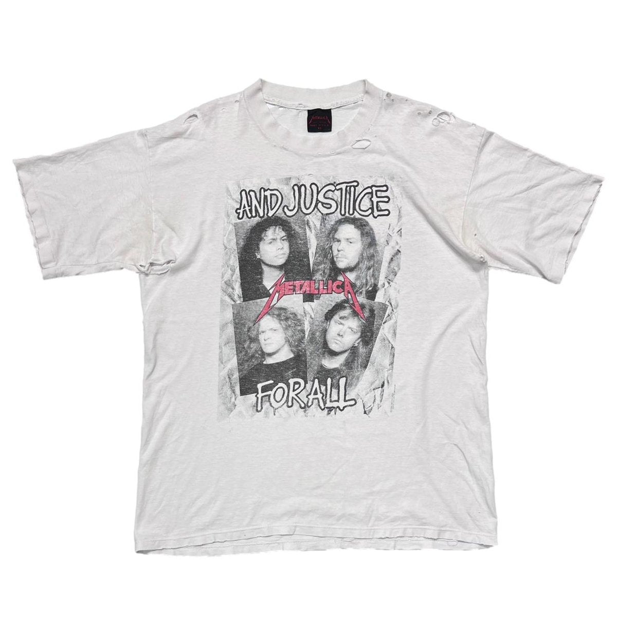 METALLICA 1988 AND JUSTICE FOR ALL WHITE METALLICA TAG XL 6509