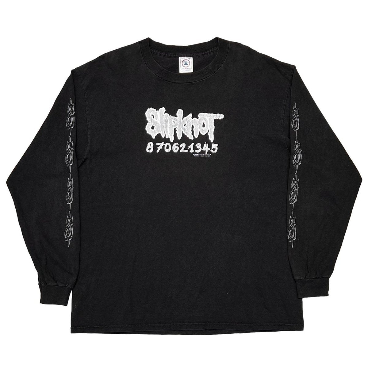 Slipknot 1999 FRONT LOGO 870621345 LS BLUE GRAPE COPYRIGHT DELTA LARGE 1987