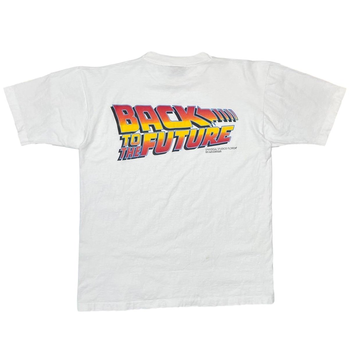 BACK TO THE FUTURE LOGO DOUBLE SIDE UNIVERSAL STUDIOS FLORIDA WHITE XL 5125