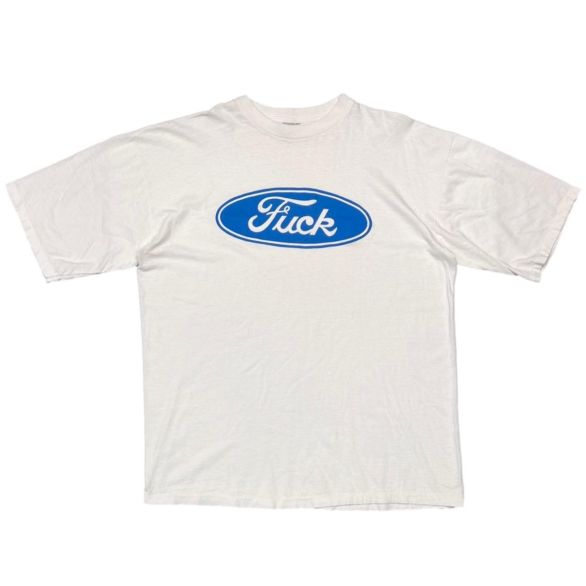 OLD & VINTAGE Fuck Ford LOGO PARODY WHITE XL 9289