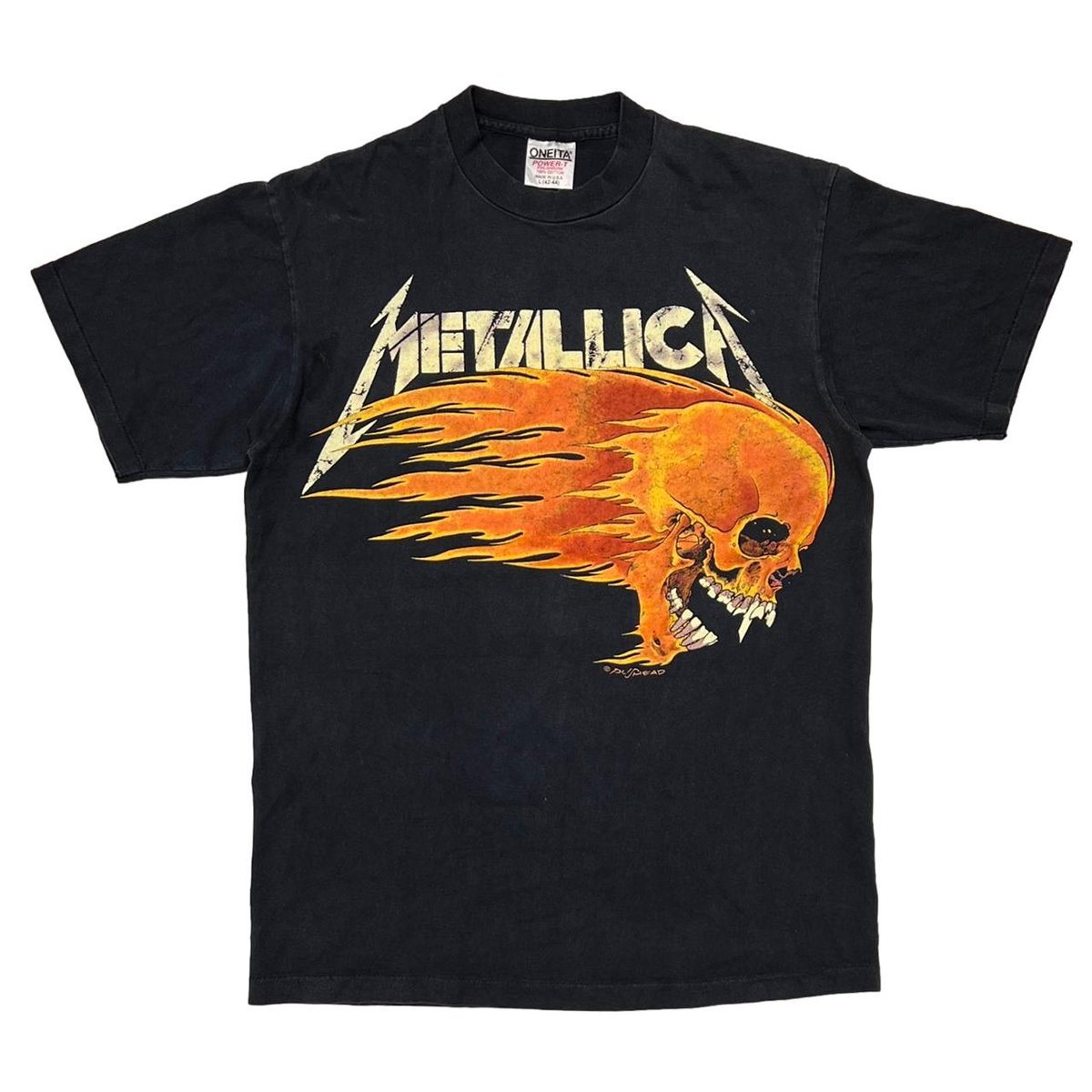 METALLICA PUSHEAD SIDE FLAME SKULL SUMMER SHIT '94 ONEITA LARGE 8696
