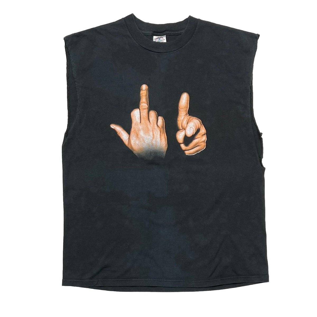 OLD & VINTAGE FUCK HANDSIGN SLEEVELESS DELTA LARGE 7368