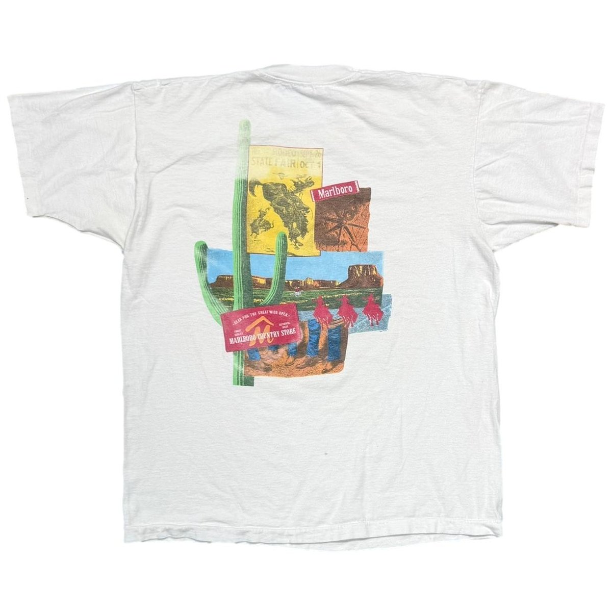 Marlboro CACTUS RODEO COUNTRY STORE POCKET WHITE FRUIT OF THE LOOM XL 7307