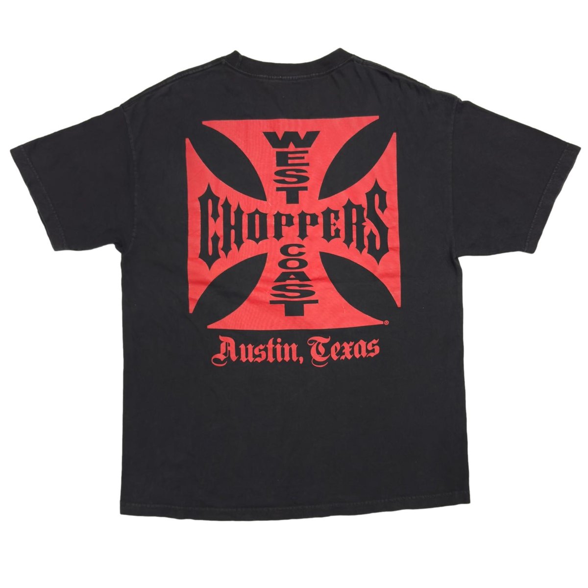WEST COAST CHOPPERS IRON CROSS AUSTIN BLACK x RED FITS XL 5908