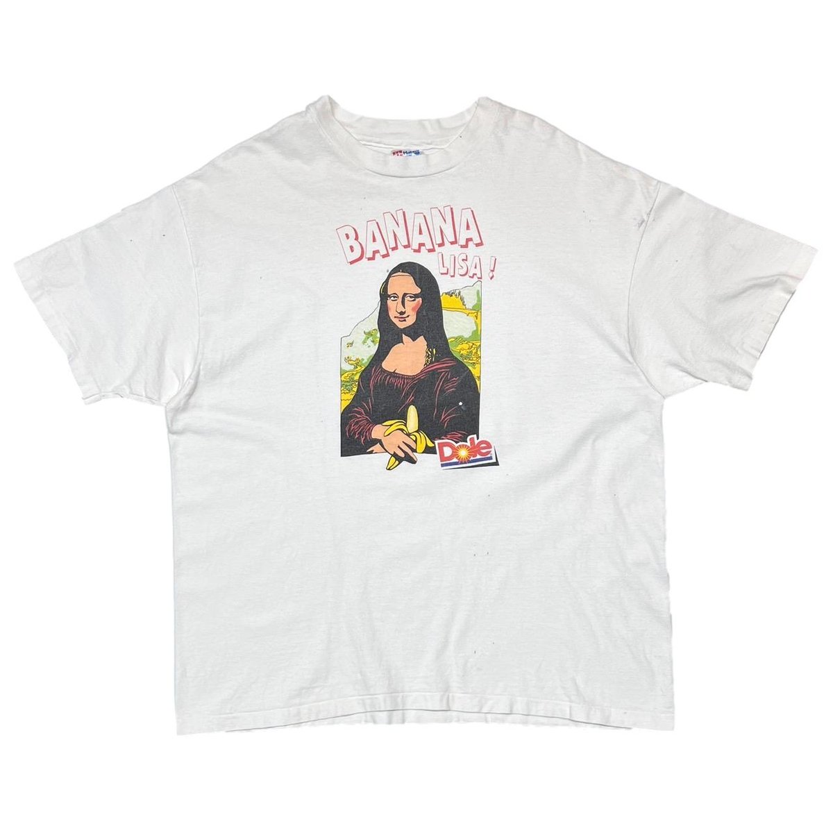 Dole BANANA LIZA MONALIZA PARODY WHITE HANES XL 3731