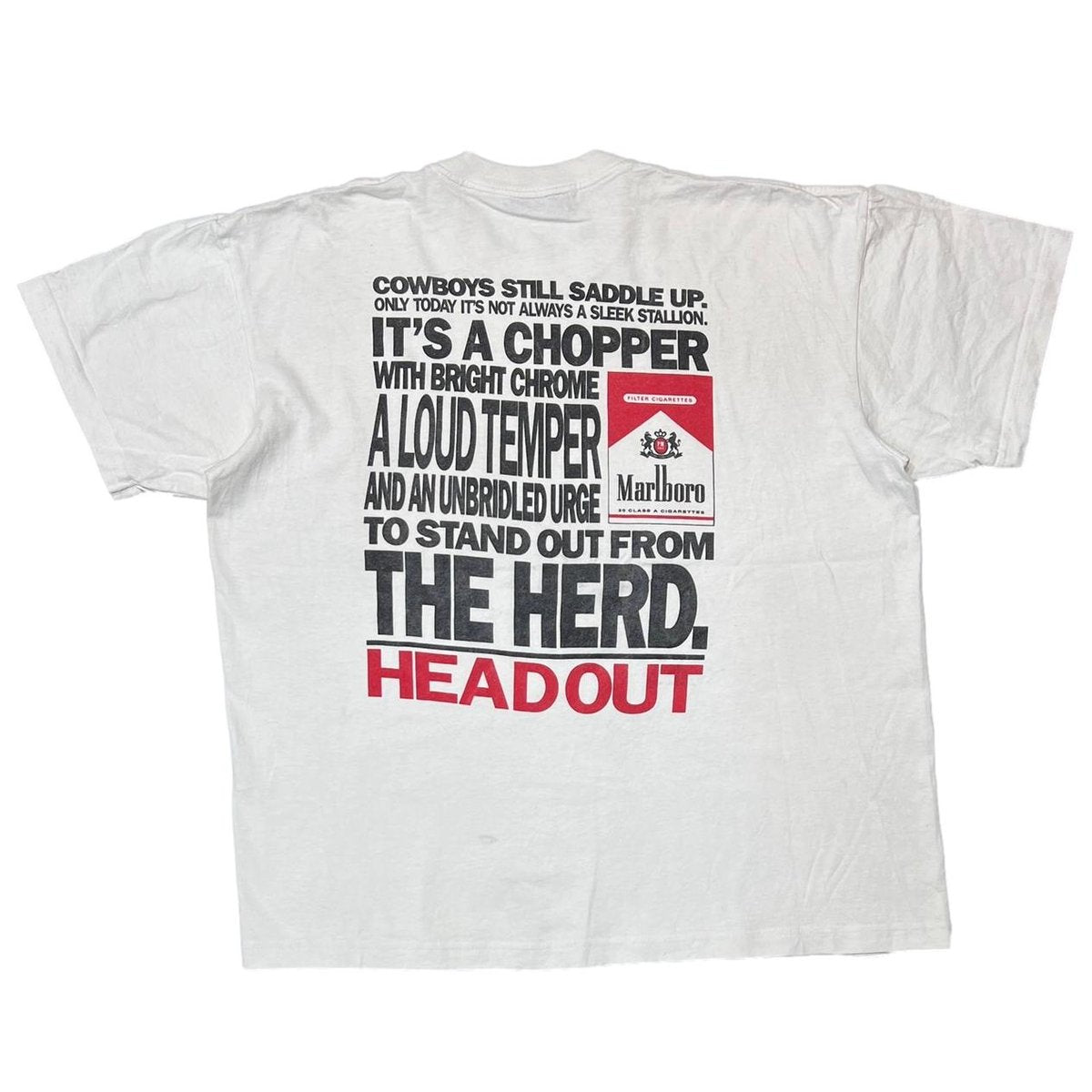 Marlboro COWBOYS STILL... HEAD OUT POCKET TEE WHITE ONE SIZE FITS XL 7750