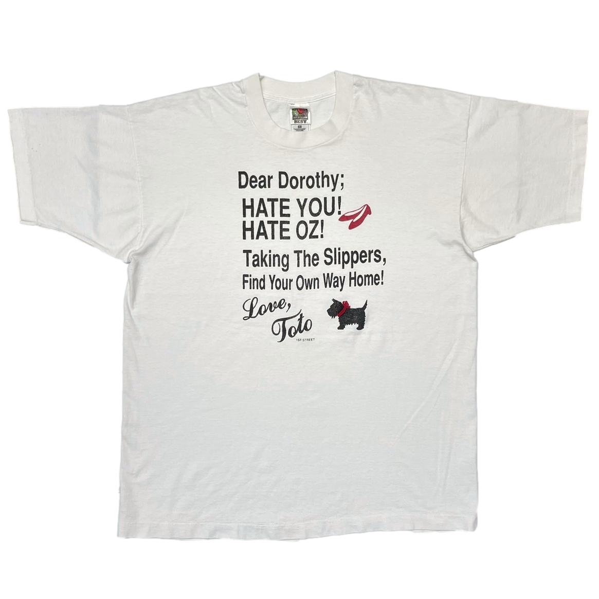 The Wizard of Oz Dear Dorothy Toto message WHITE FRUIT OF THE LOOM XL 8332