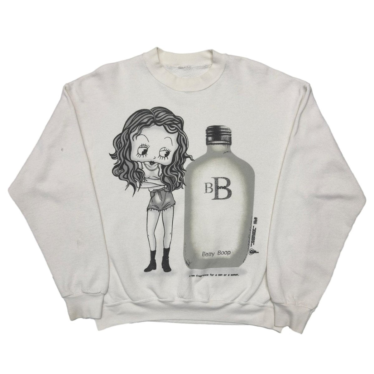 BETTY BOOP BB ONE Calvin Klein PARODY CREWNECK SWEATSHIRT WHITE FITS XL 3883