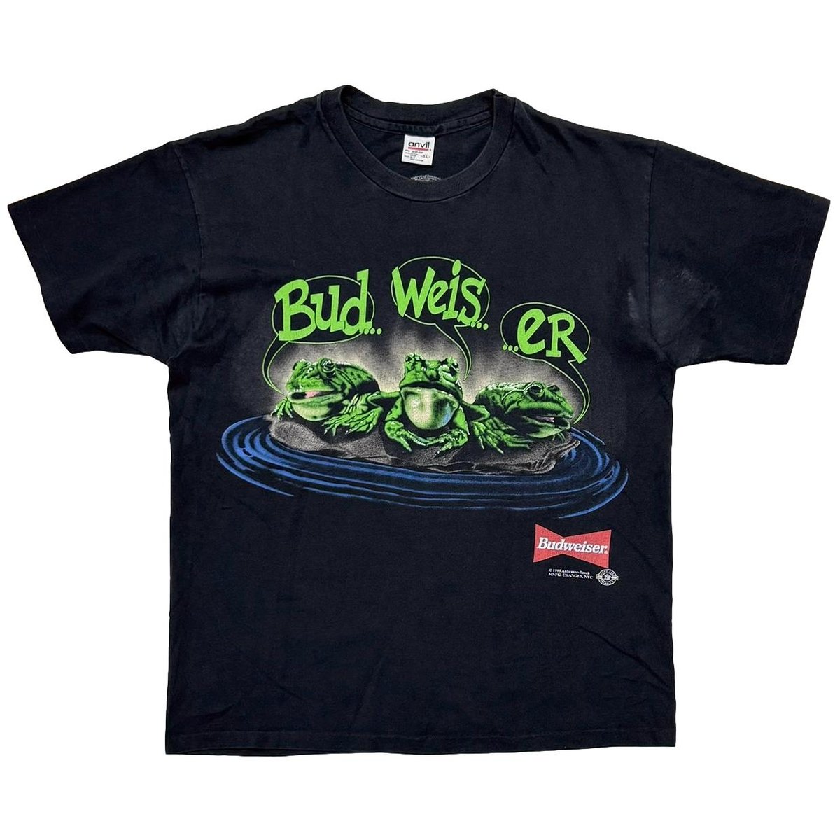 Budweiser 1995 3 FROGS YOUR PAD OR MINE? anvil XL 4618