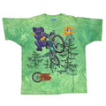 GRATEFUL DEAD 1995 DEAD BEAR DEAD TREADS TIE DYE GREEN LIQUID BLUE XL 1207