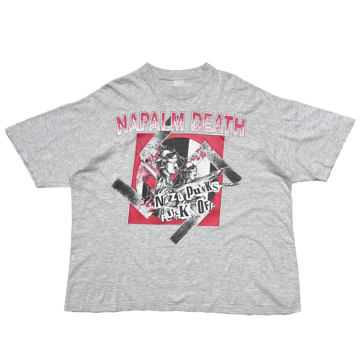 NAPALM DEATH 1993 NAZI PUNKS FUCK OFF GREY FITS XL-XXL 8401