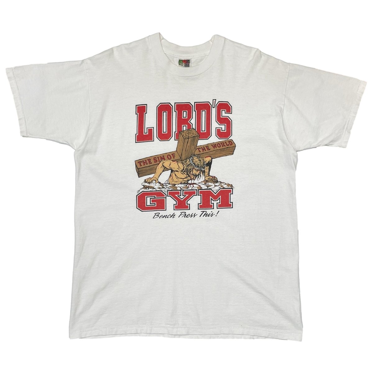 LORD'S GYM Bench Press This! WHITE FRUIT OF THE LOOM XL 8789