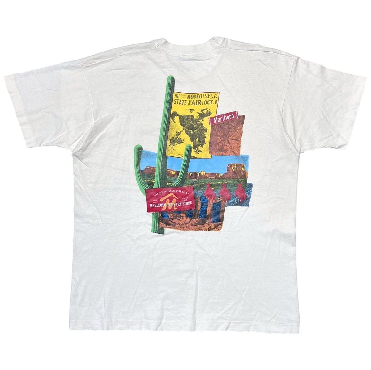 Marlboro CACTUS RODEO COUNTRY STORE POCKET WHITE FRUIT OF THE LOOM XL 6629