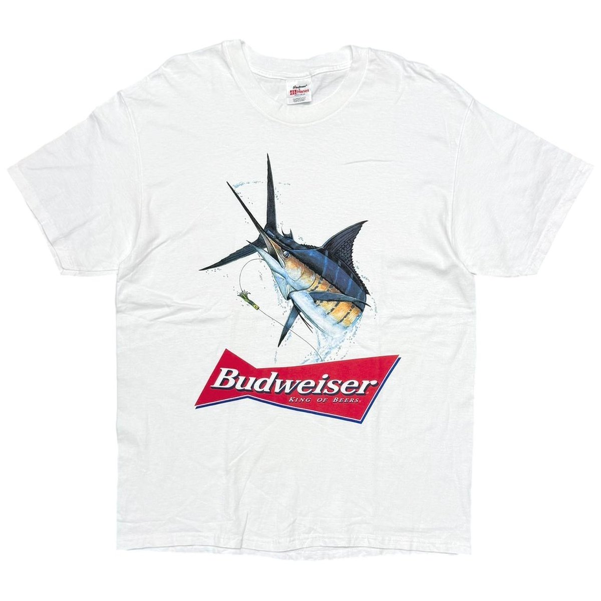Budweiser MARLIN WHITE Stedman BY Hanes LARGE 4614