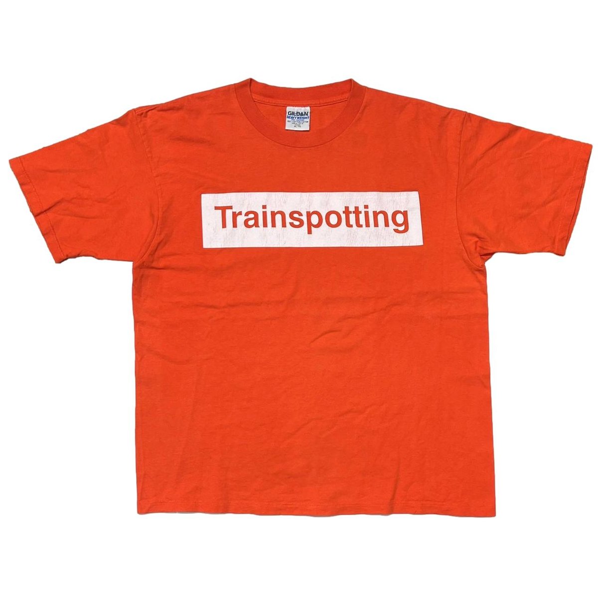 Trainspotting BOX LOGO MOVIE PROMO ORANGE GILDAN HEAVY WEIGHT XL 5996