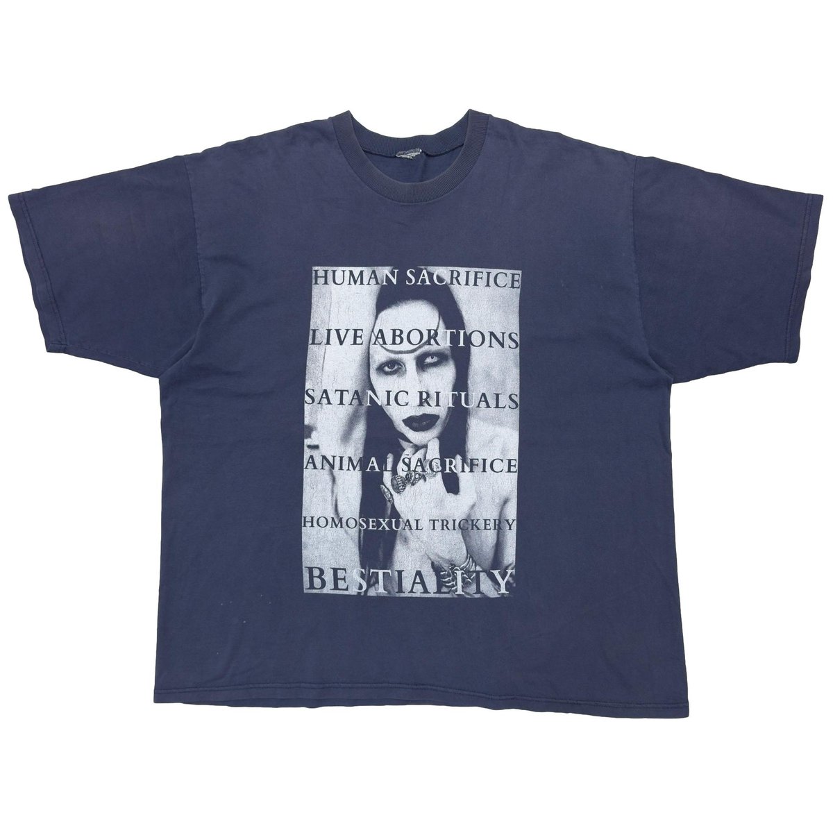 MARILYN MANSON BESTIALITY ROMANS 6:23 BOOTLEG NAVY FITS XL 5061