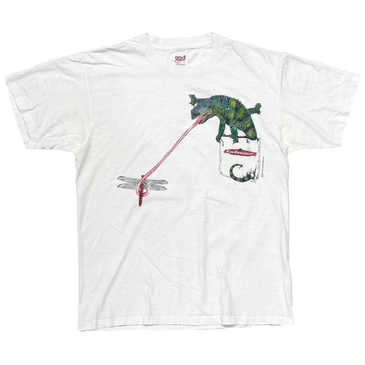 Budweiser 1997 LIZARD PRINTED POCKET WHITE anvil LARGE 2590