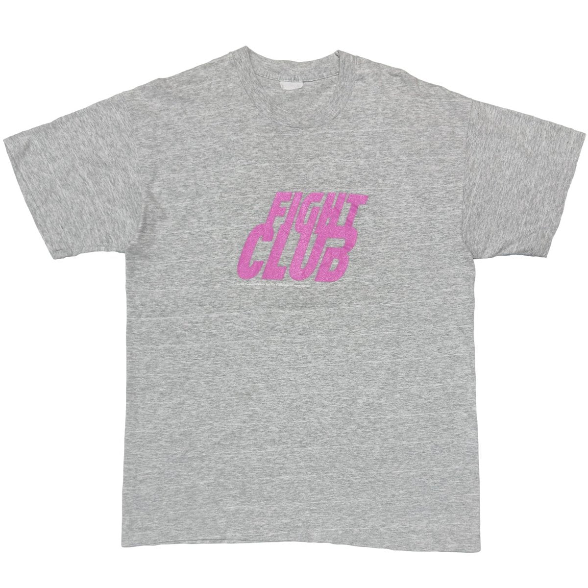 FIGHT CLUB 1999 PINK TEXT LOGO ASH GREY FITS XL 4454