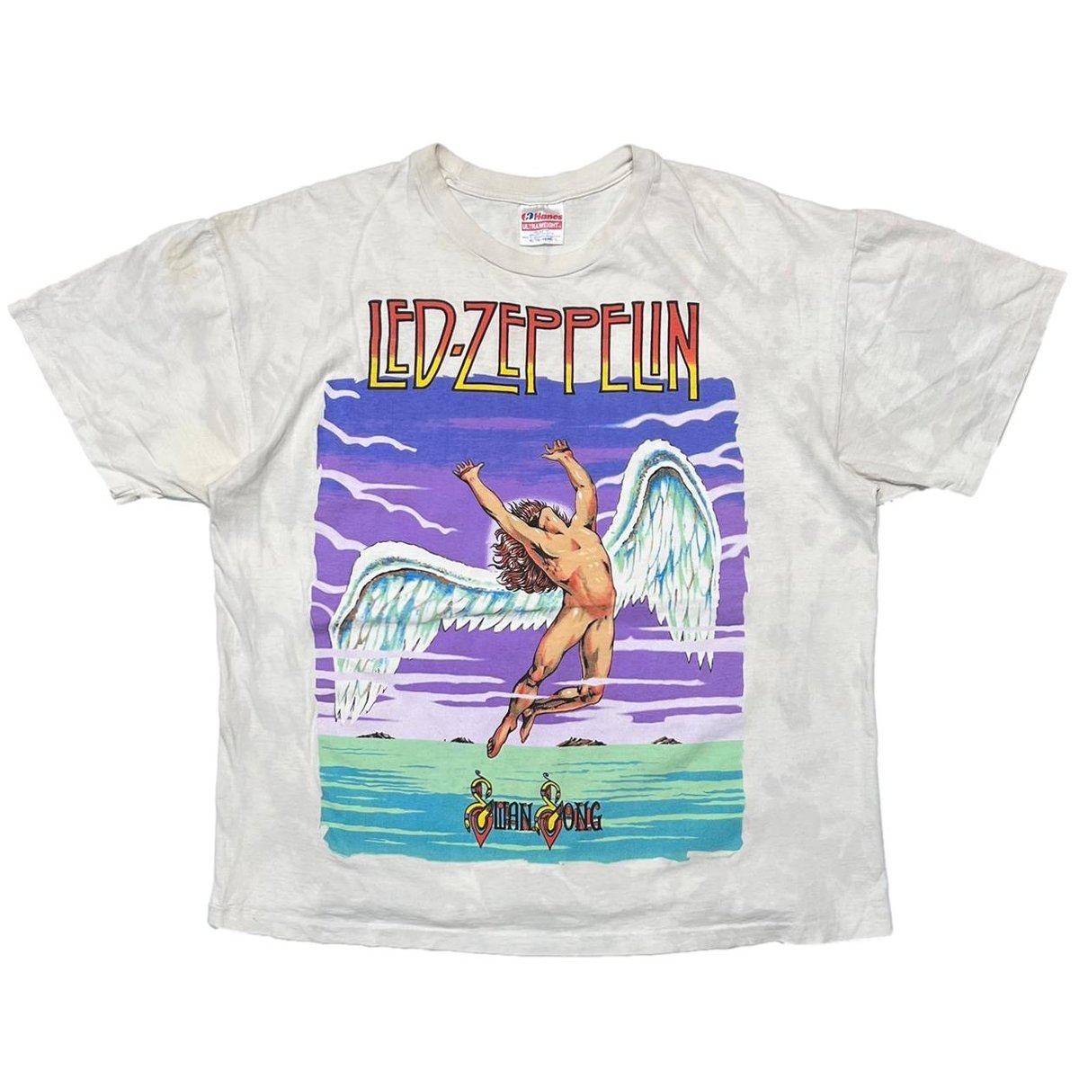 LED ZEPPELIN SWAN SONG DOUBLE SIDE WHITE HANES XL 6805