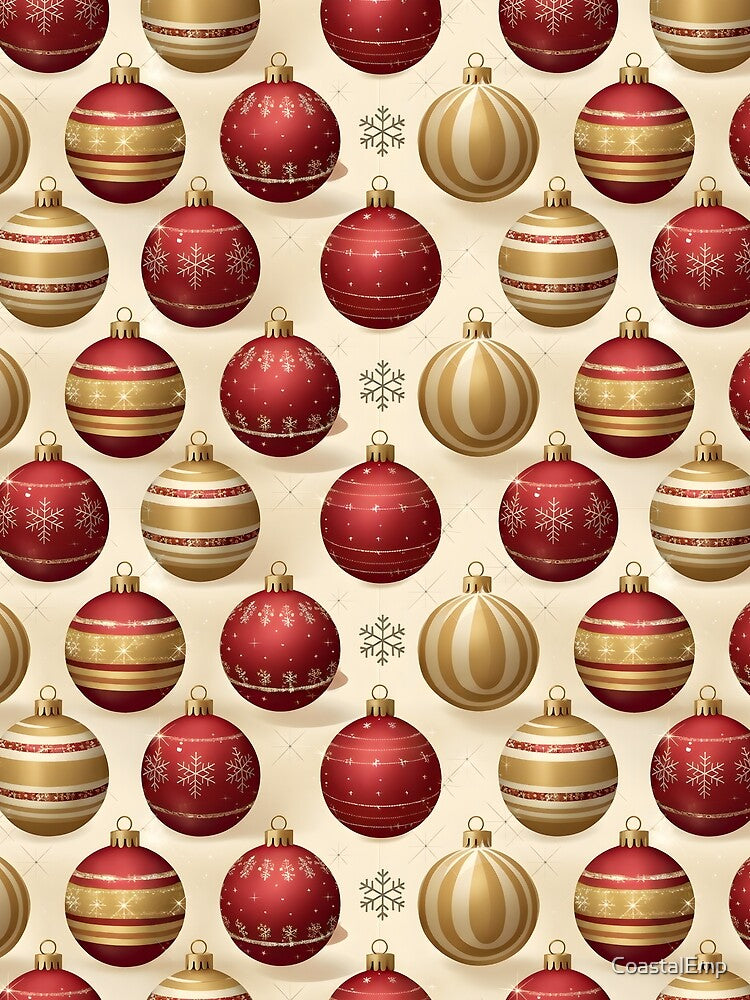 Red & Gold Christmas Ornament Pattern – Elegant Holiday Seamless Festive Design by CoastalEmp