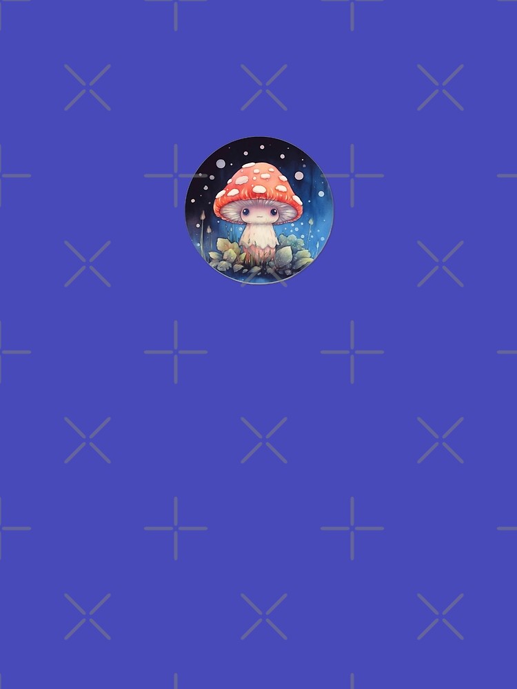 Anime Mushroom | Blue Watercolour | Happy, Cute, Happy, Smiling, Aesthetic, Manga, Fungus, Fungi, Nature, Japanese, Cartoon, Love, Shroom, Toadstool, Cottagecore by FantasySoul
