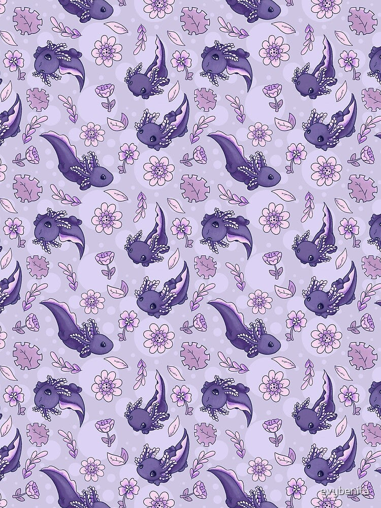 Floral Speckled Axolotl Pattern - Winter Edition by evybenita