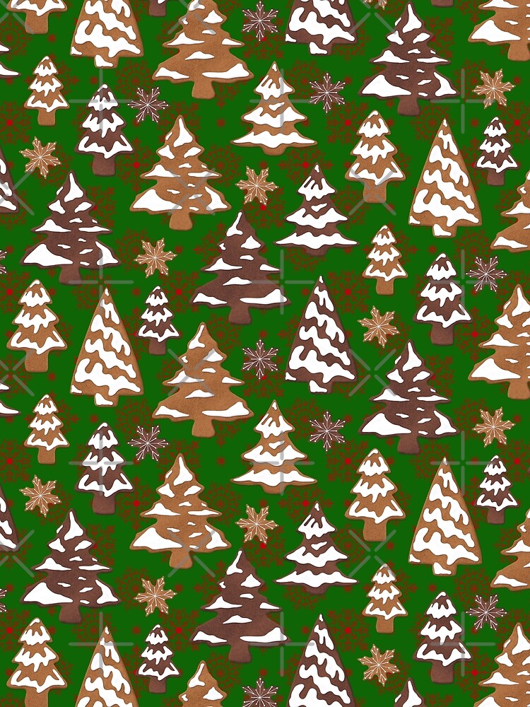 Red and Green Snow Covered Christmas Tree Cookies by WickedRefined - Nicole Demereckis